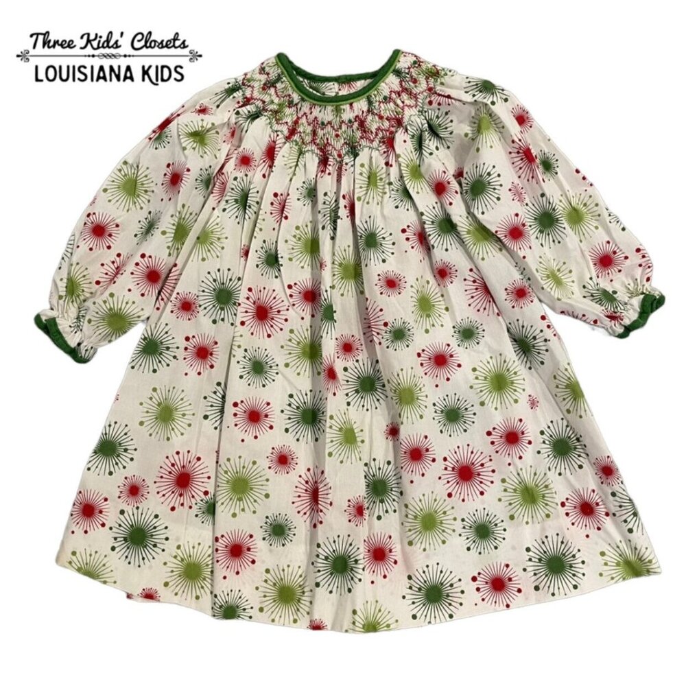 Petit Ami 24m Red & Green Smocked Christmas Holiday Dress